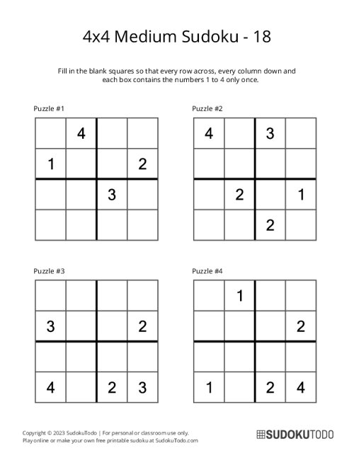 4x4 Sudoku - Medium - 18