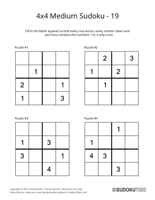 4x4 Sudoku - Medium - 19