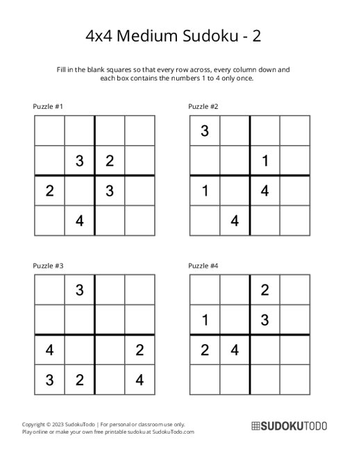 4x4 Sudoku - Medium - 2