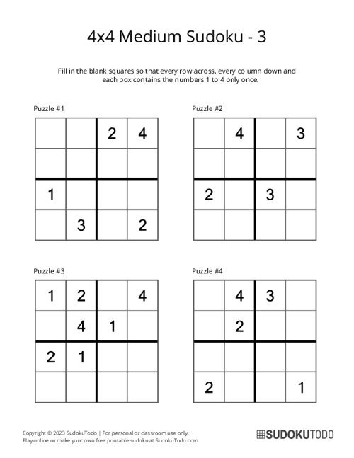 4x4 Sudoku - Medium - 3