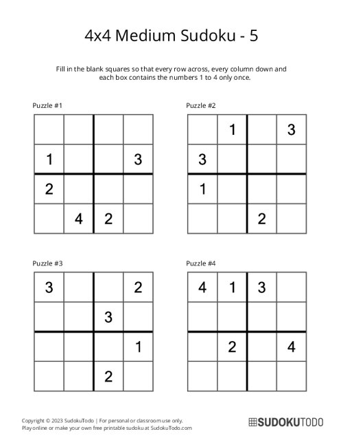 4x4 Sudoku - Medium - 5