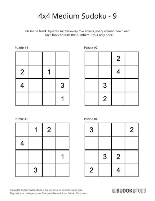 4x4 Sudoku - Medium - 9