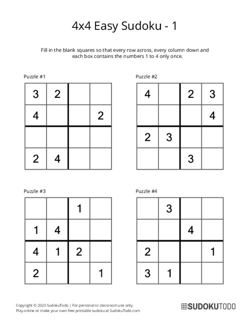 4x4 Sudoku - Easy - 1