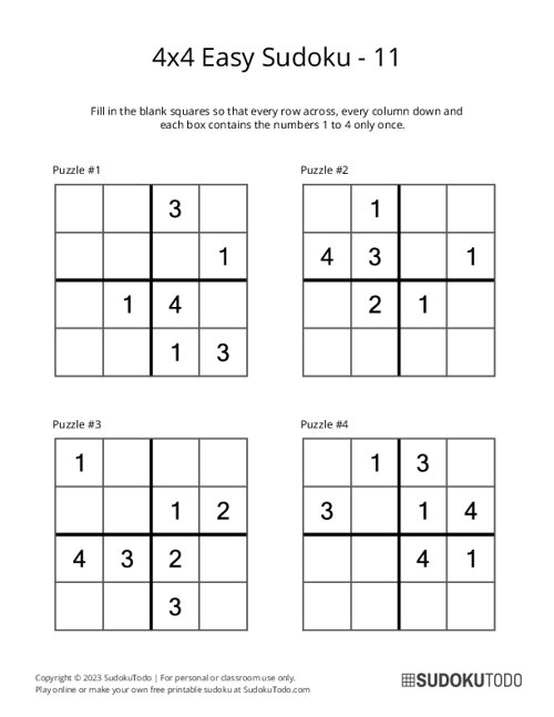 4x4 Sudoku - Easy - 11