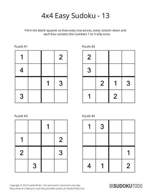 4x4 Sudoku - Easy - 13