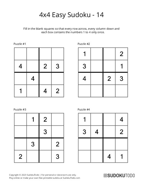 4x4 Sudoku - Easy - 14