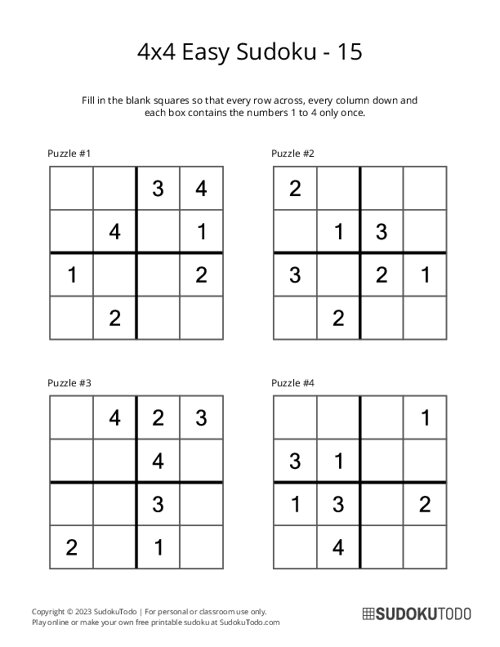 4x4 Sudoku - Easy - 15