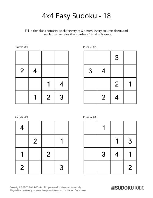 4x4 Sudoku - Easy - 18