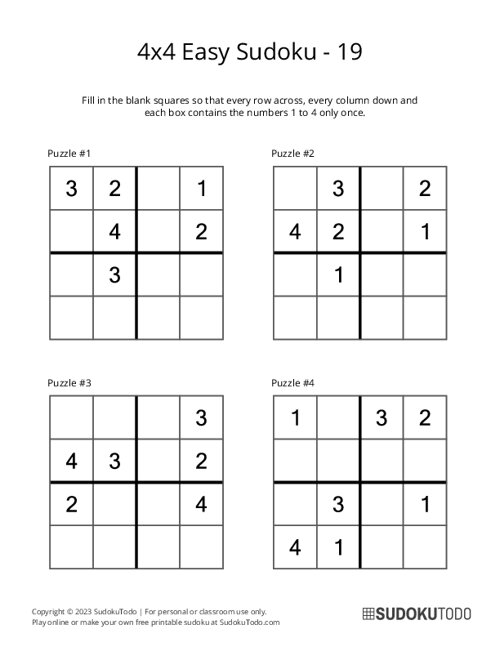 4x4 Sudoku - Easy - 19