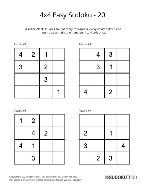 4x4 Sudoku - Easy - 20