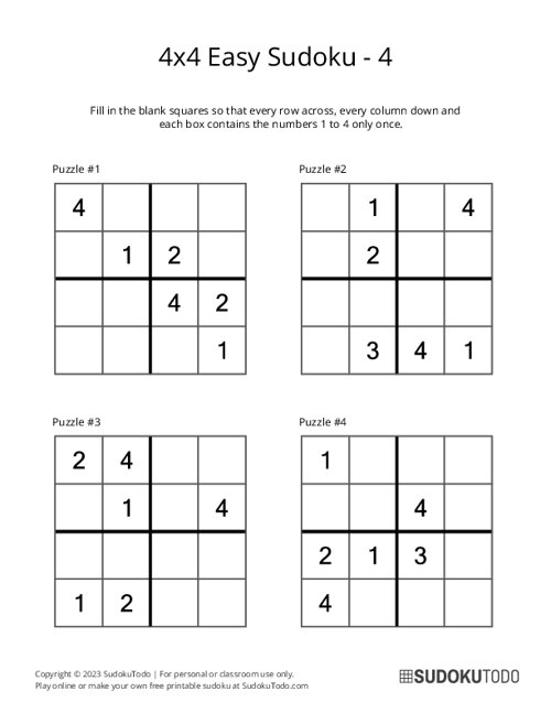 4x4 Sudoku - Easy - 4