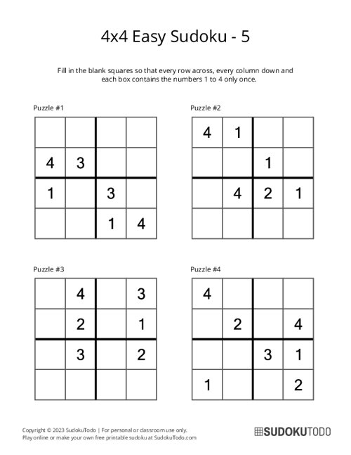4x4 Sudoku - Easy - 5