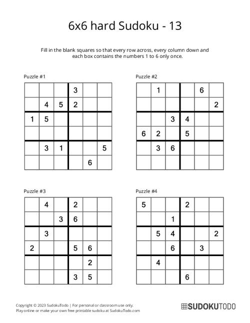 6x6 Sudoku - Hard - 13