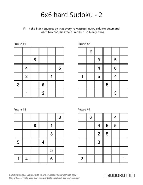 6x6 Sudoku - Hard - 2