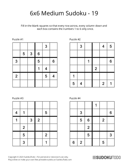 6x6 Sudoku - Medium - 19