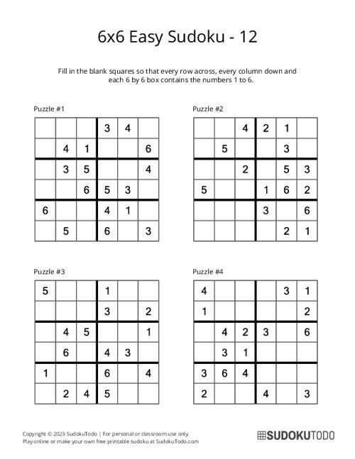 6x6 Sudoku - Easy - 12