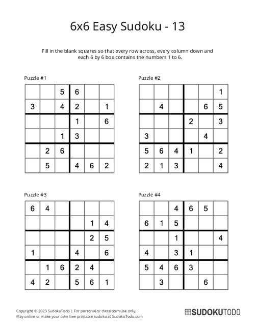6x6 Sudoku - Easy - 13