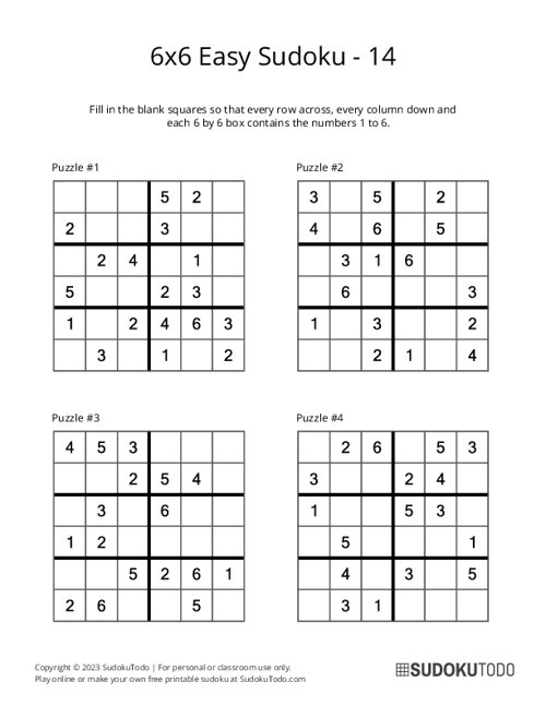6x6 Sudoku - Easy - 14