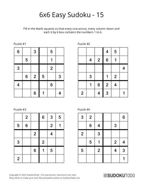 6x6 Sudoku - Easy - 15