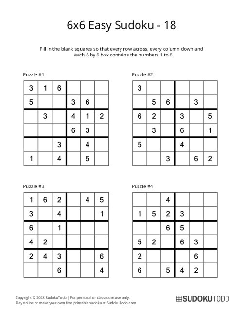 6x6 Sudoku - Easy - 18