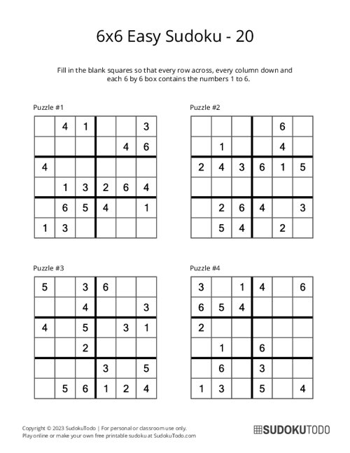 6x6 Sudoku - Easy - 20