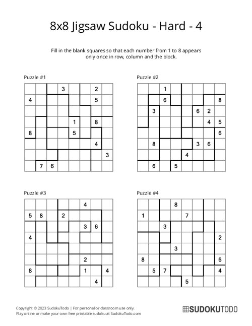 8x8 Jigsaw Sudoku - Hard - 4