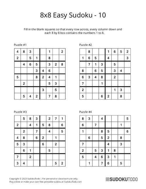 8x8 Sudoku - Easy - 10