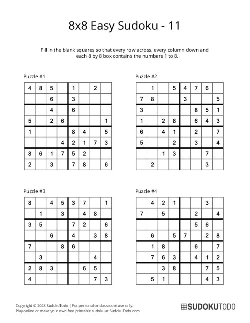 8x8 Sudoku - Easy - 11