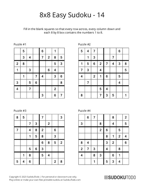 8x8 Sudoku - Easy - 14
