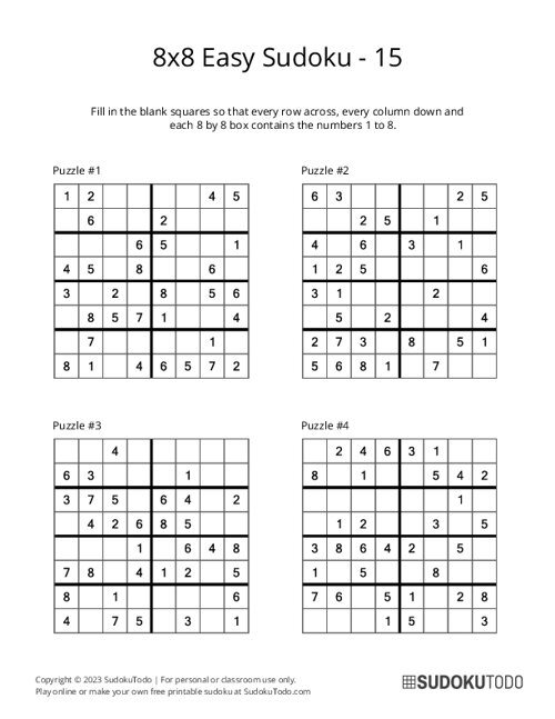 8x8 Sudoku - Easy - 15