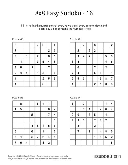 8x8 Sudoku - Easy - 16