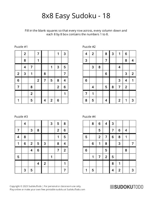 8x8 Sudoku - Easy - 18