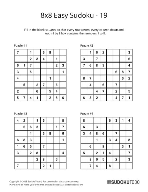 8x8 Sudoku - Easy - 19