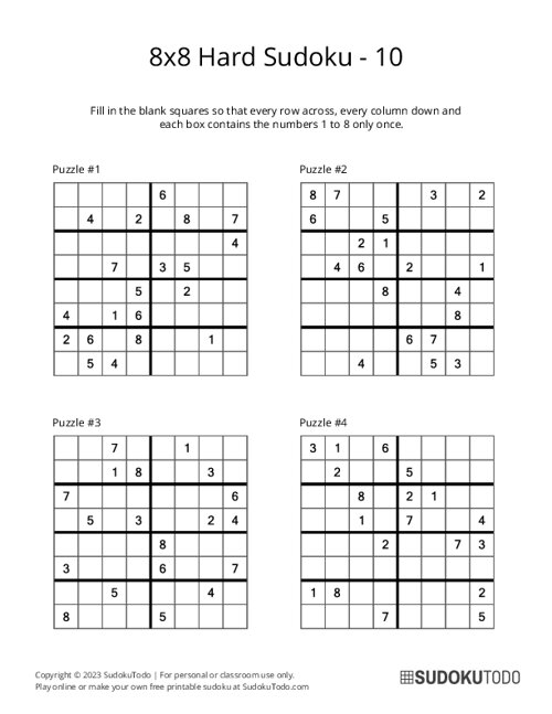 8x8 Sudoku - Hard - 10