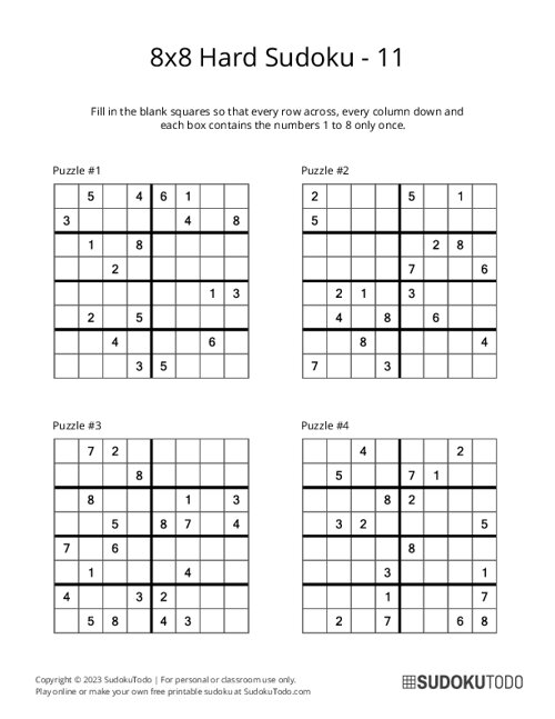 8x8 Sudoku - Hard - 11