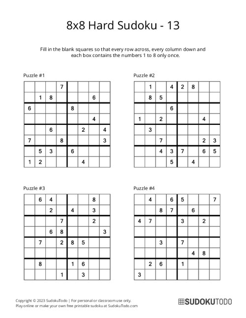 8x8 Sudoku - Hard - 13