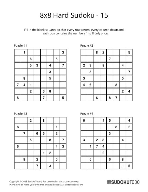 8x8 Sudoku - Hard - 15