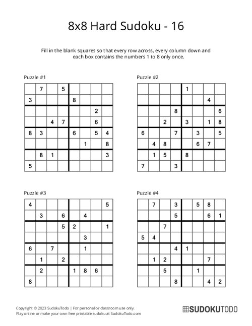 8x8 Sudoku - Hard - 16