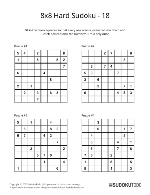 8x8 Sudoku - Hard - 18