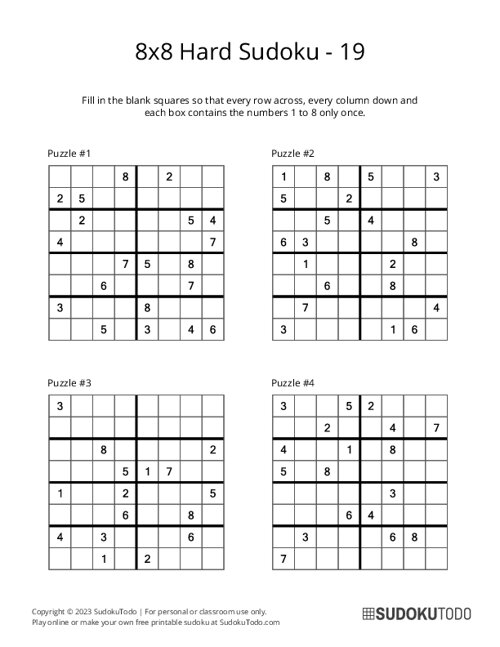 8x8 Sudoku - Hard - 19