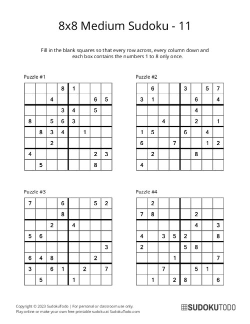 8x8 Sudoku - Medium - 11
