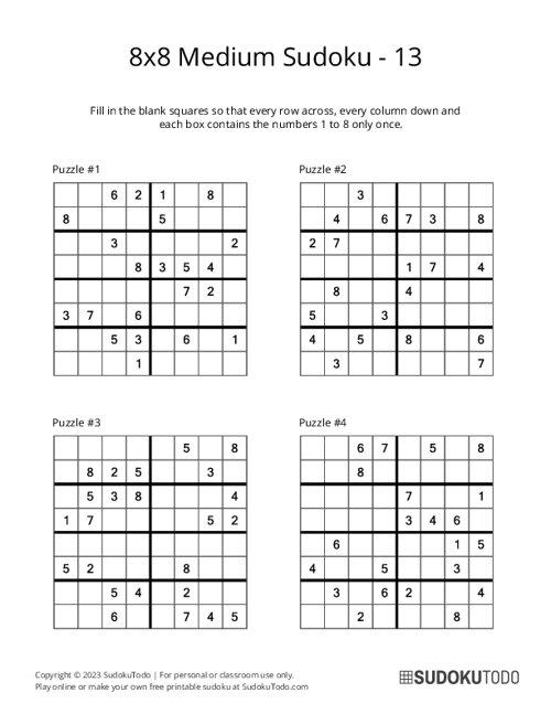 8x8 Sudoku - Medium - 13