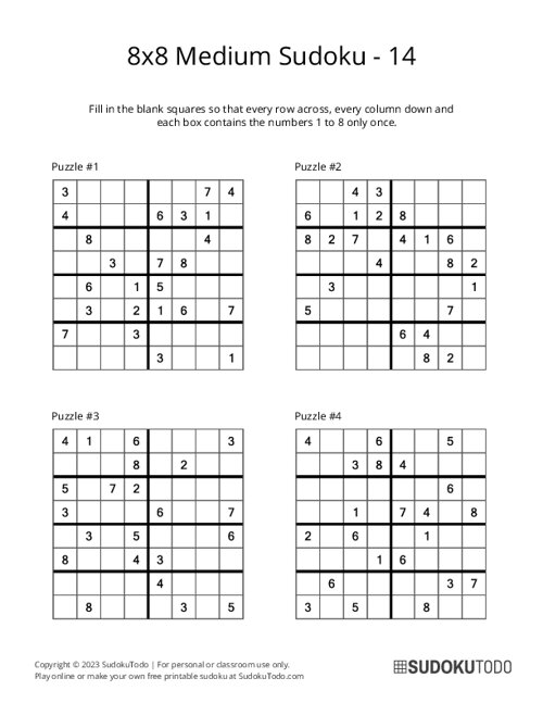 8x8 Sudoku - Medium - 14