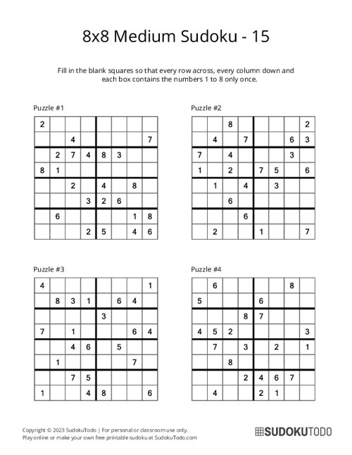 8x8 Sudoku - Medium - 15