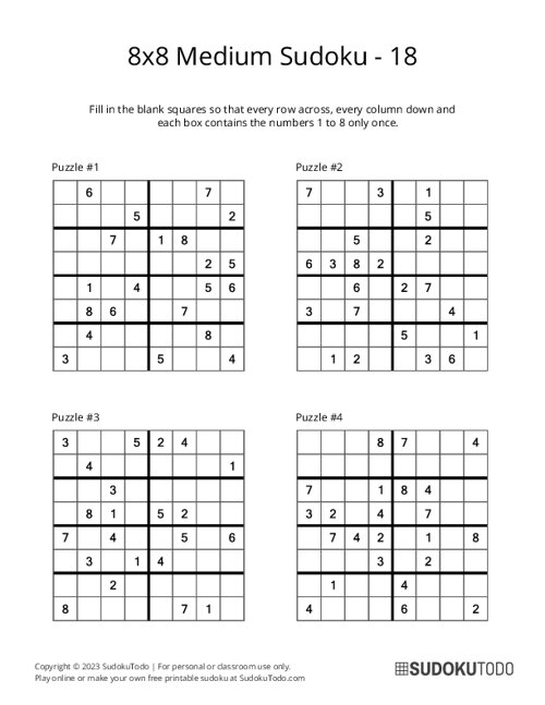 8x8 Sudoku - Medium - 18