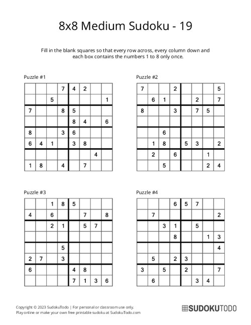 8x8 Sudoku - Medium - 19