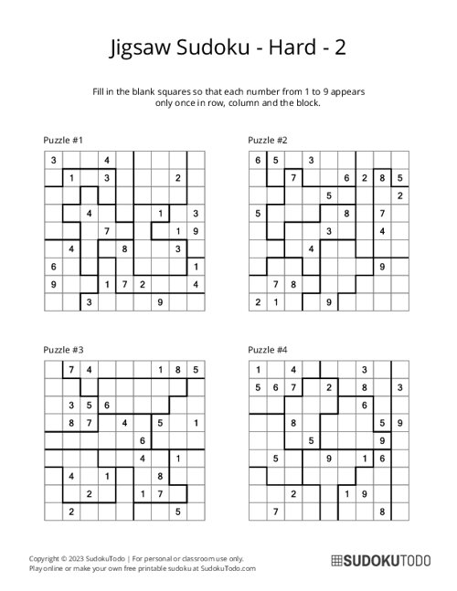 Jigsaw Sudoku - Hard - 2