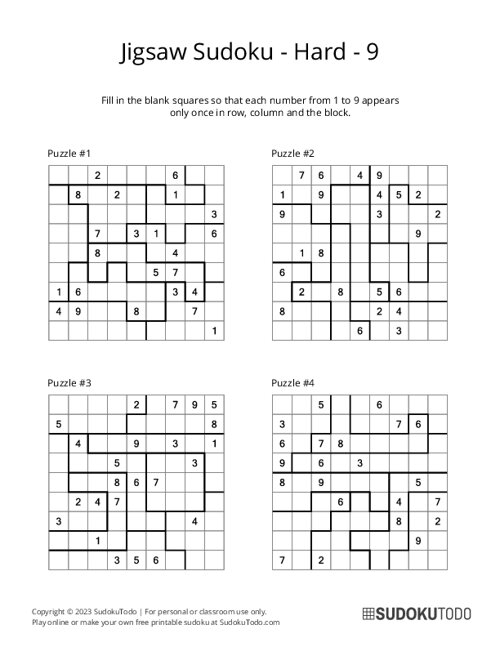 Jigsaw Sudoku - Hard - 9