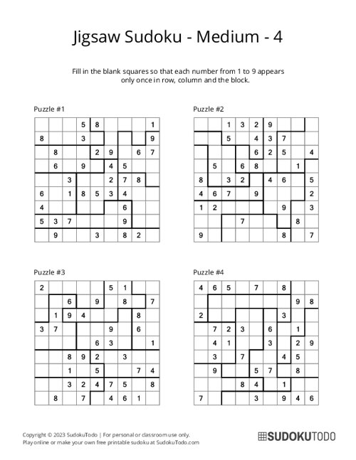 Jigsaw Sudoku - Medium - 4