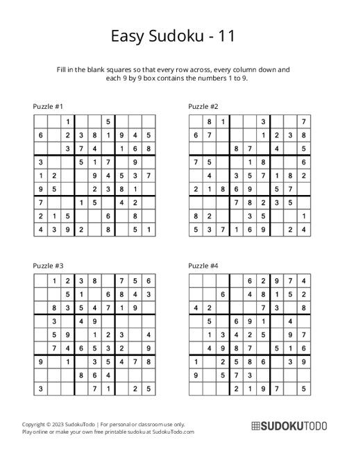 9x9 Sudoku - Easy - 11